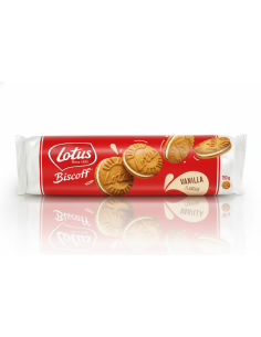Galletas Lotus Biscoff rellenas de crema de vainilla.